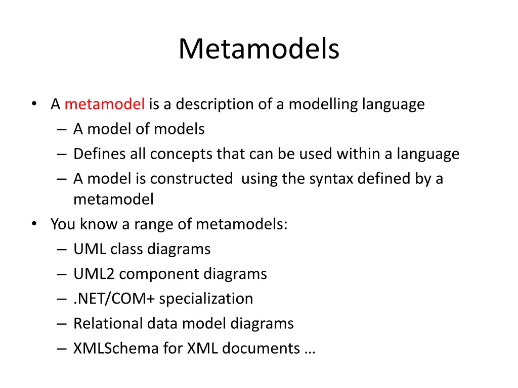 metamodels