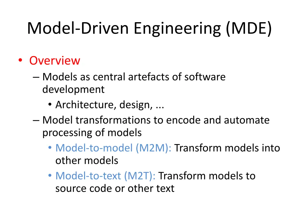 model driven engineering mde