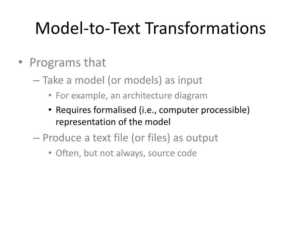 model to text transformations 1