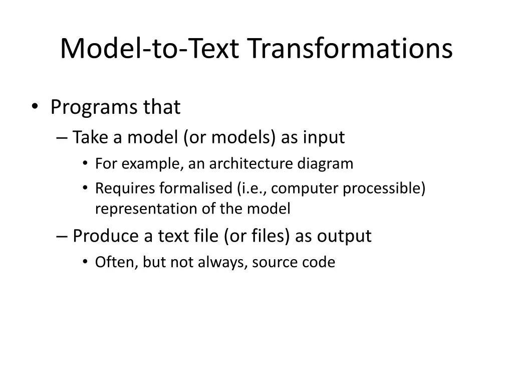 model to text transformations