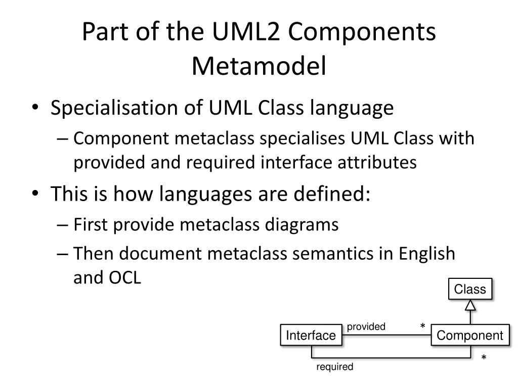 part of the uml2 components metamodel