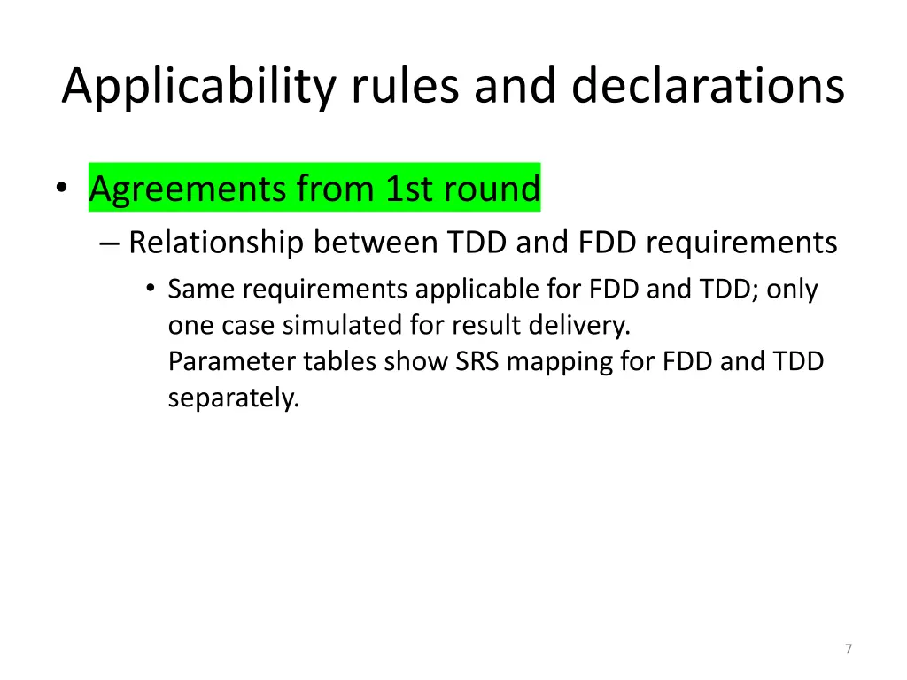 applicability rules and declarations