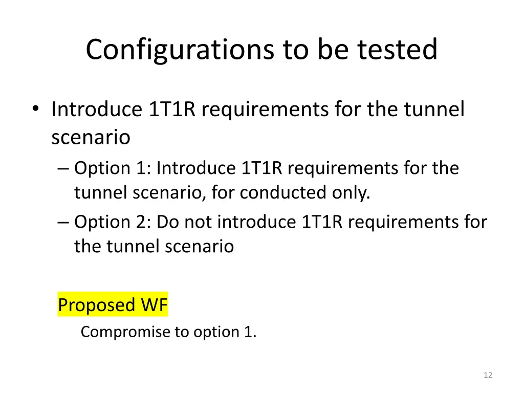 configurations to be tested 1