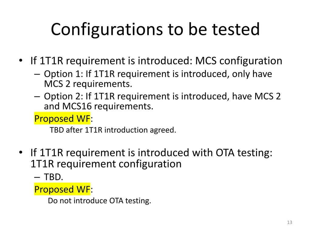 configurations to be tested 2