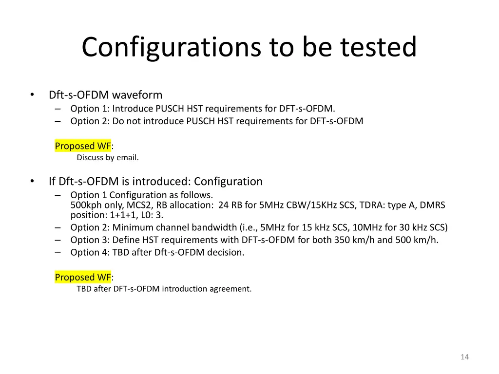 configurations to be tested 3