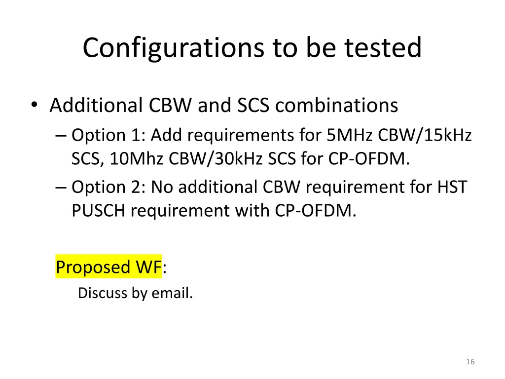 configurations to be tested 5