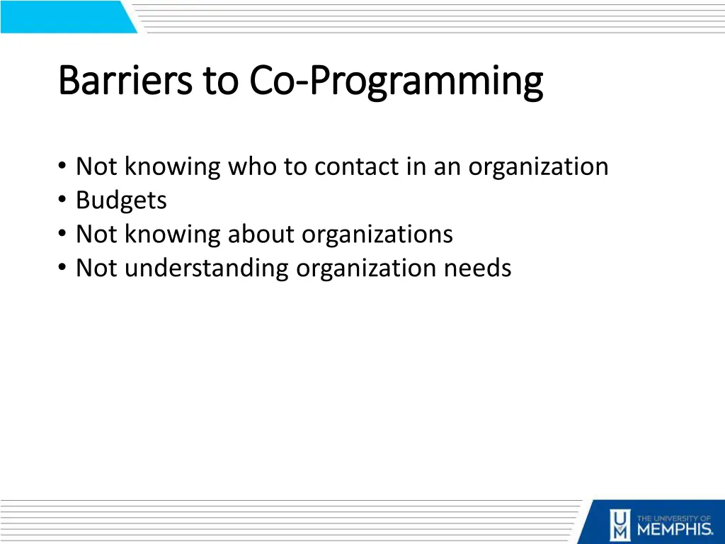 barriers to co barriers to co programming
