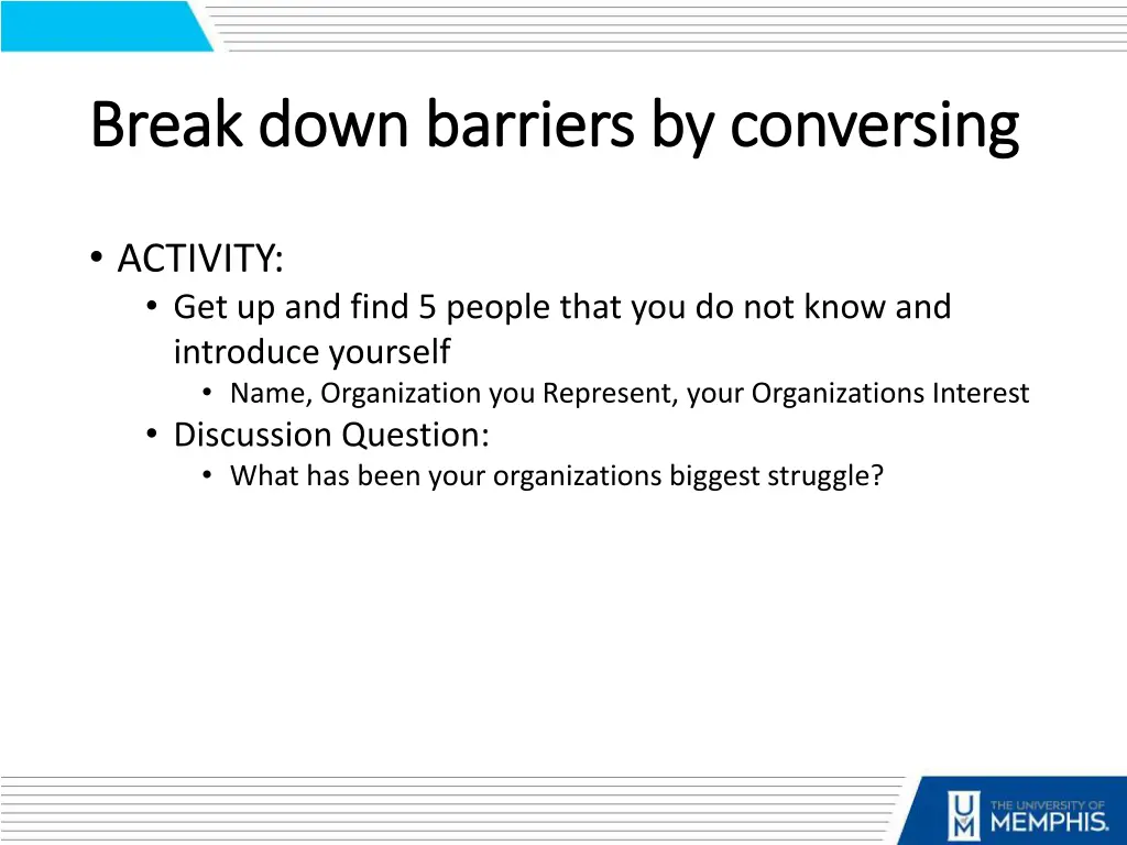 break down barriers by conversing break down 1