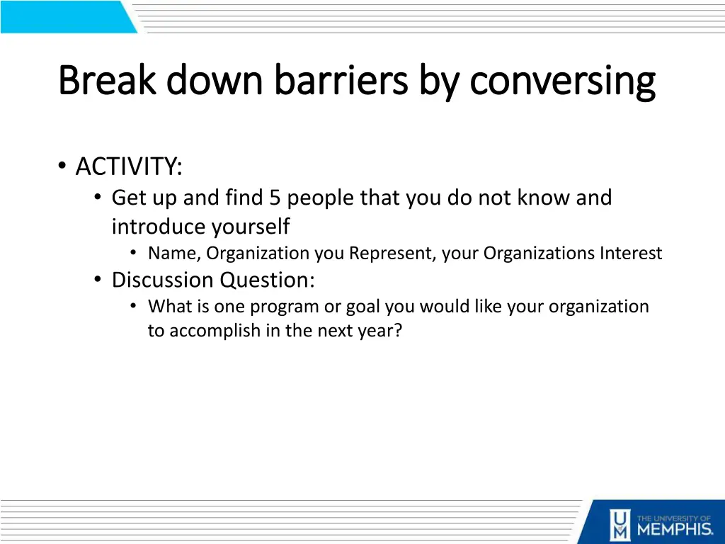 break down barriers by conversing break down 3