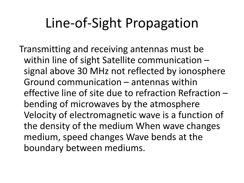 line of sight propagation