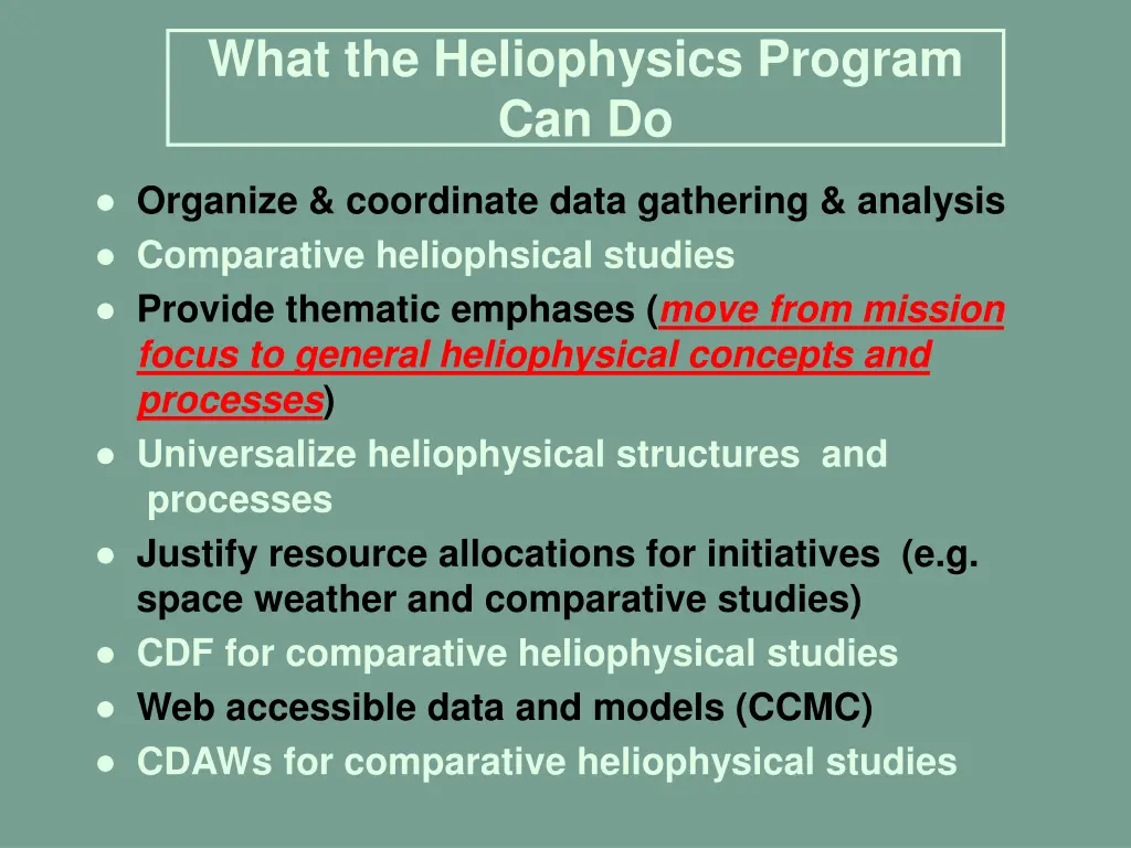 what the heliophysics program can do 1