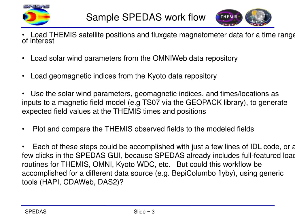 sample spedas work flow