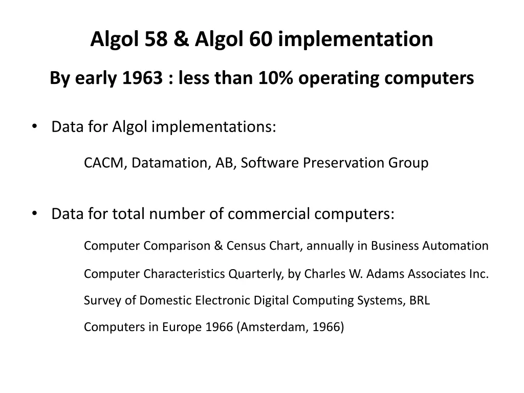 algol 58 algol 60 implementation