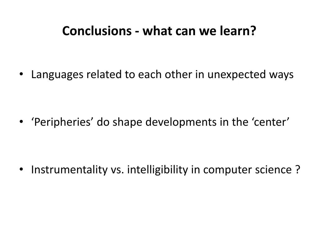 conclusions what can we learn