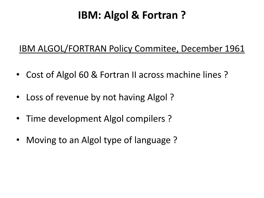 ibm algol fortran