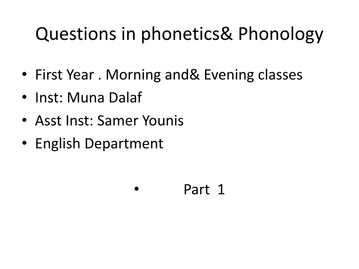 questions in phonetics phonology