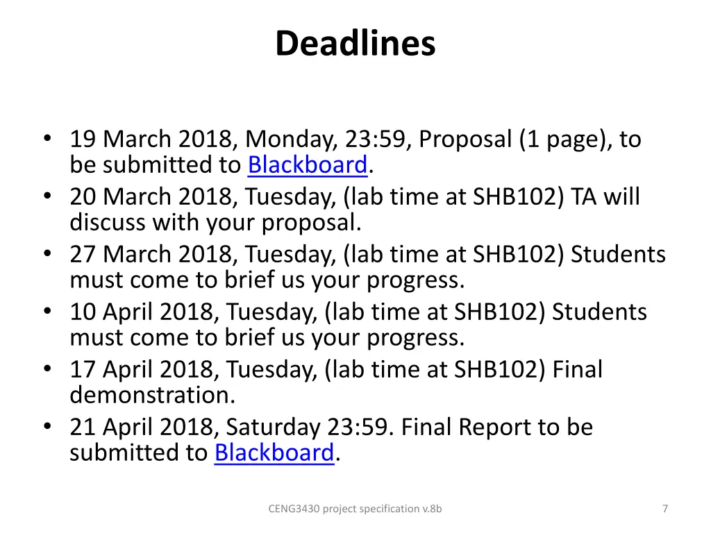 deadlines