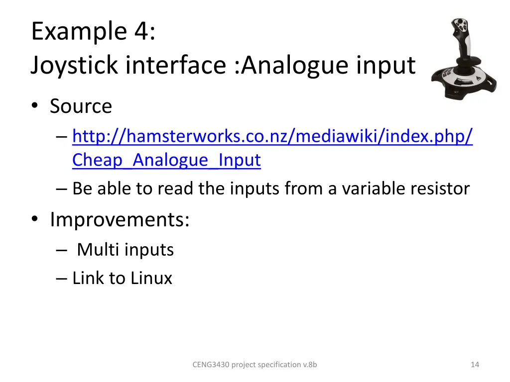 example 4 joystick interface analogue input