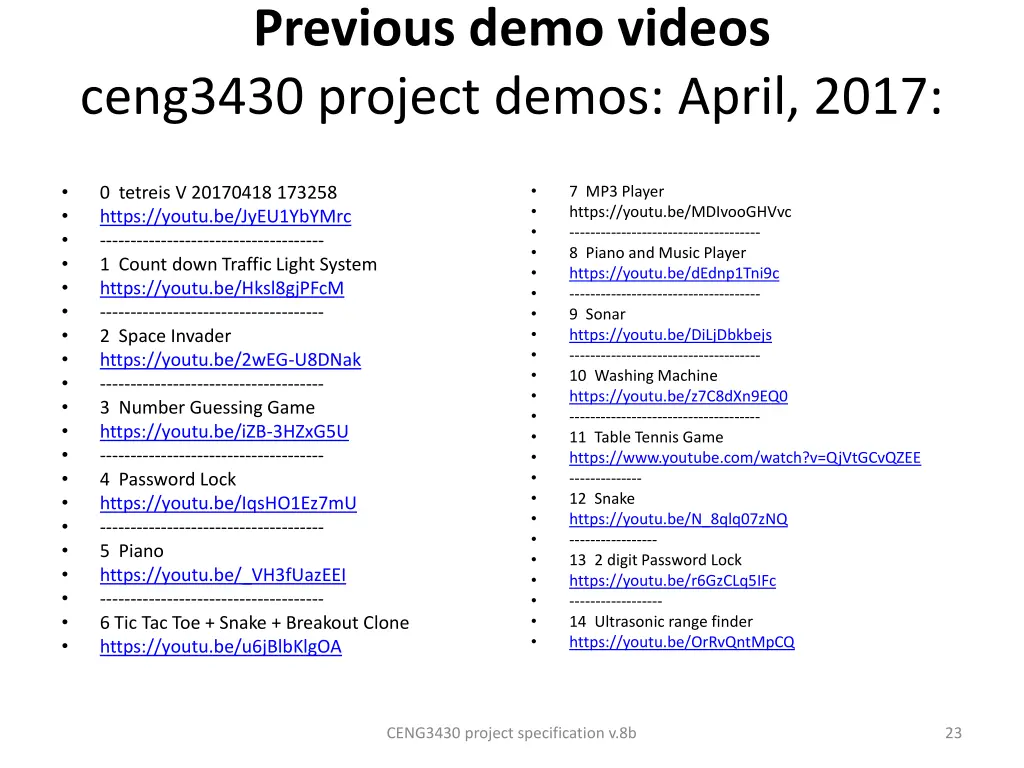 previous demo videos ceng3430 project demos april