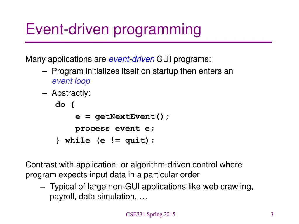 event driven programming