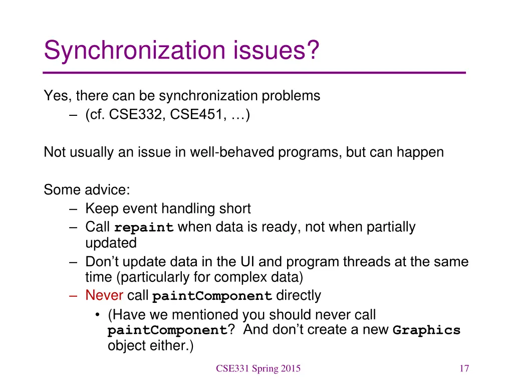 synchronization issues