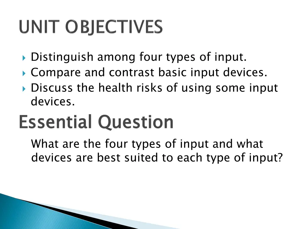 distinguish among four types of input compare