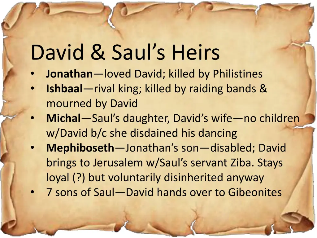 david saul s heirs jonathan loved david killed