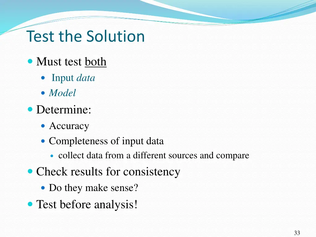 test the solution