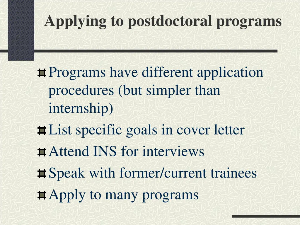 applying to postdoctoral programs