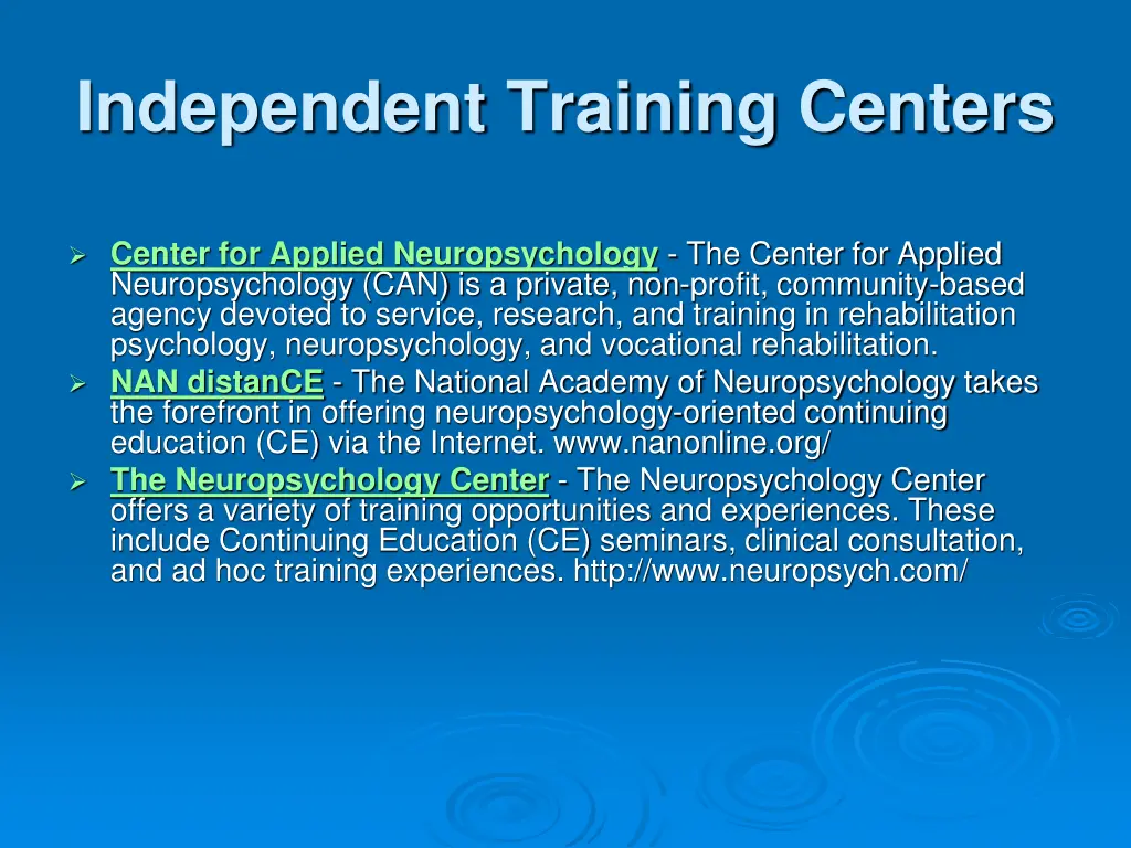 independent training centers