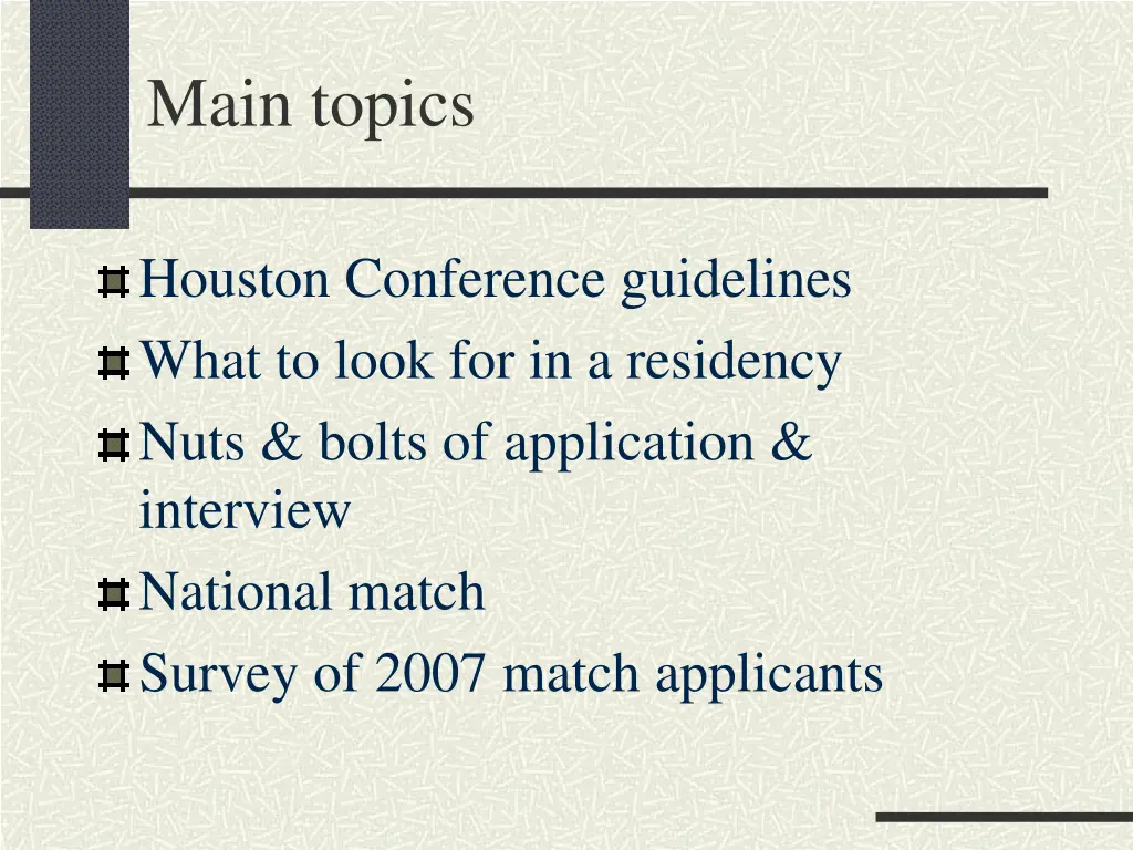 main topics