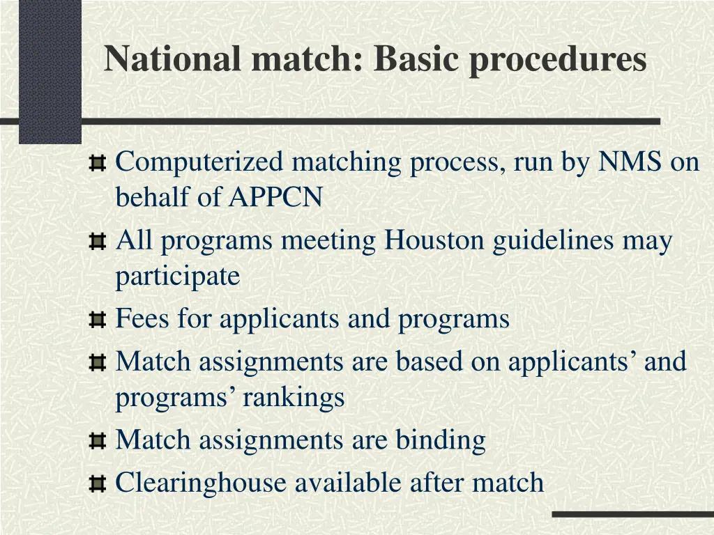 national match basic procedures