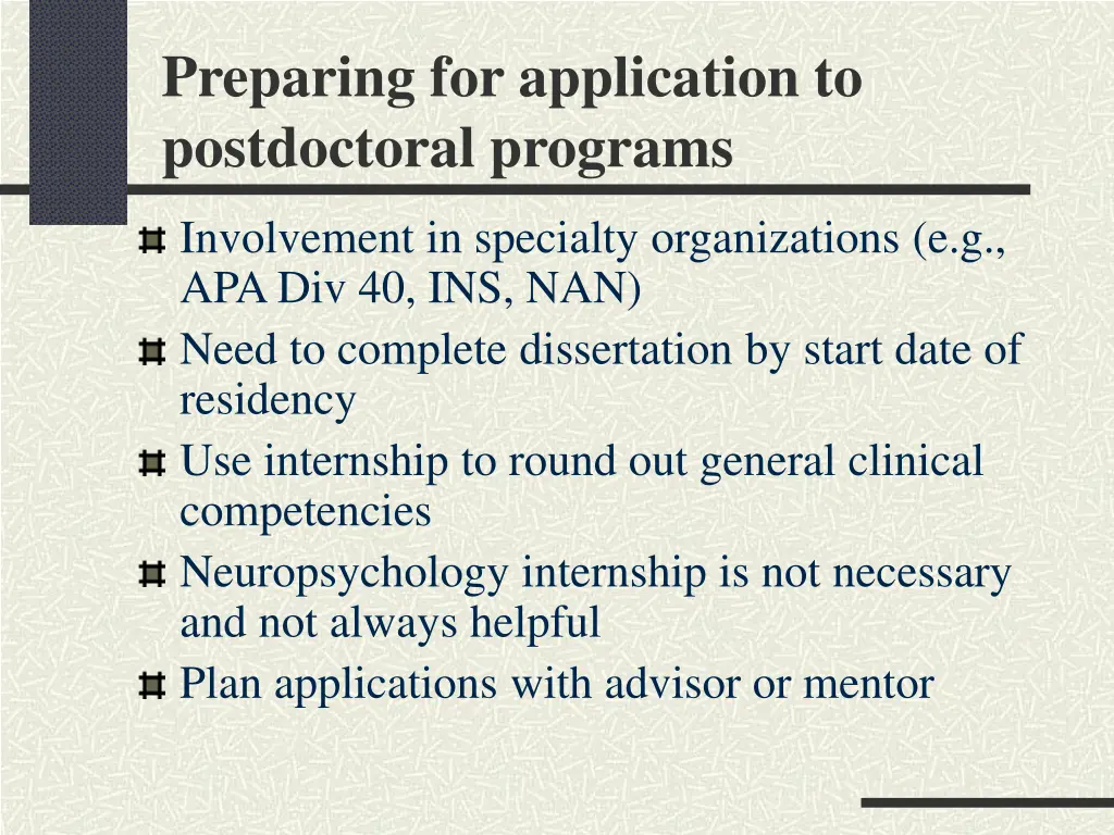 preparing for application to postdoctoral programs 1