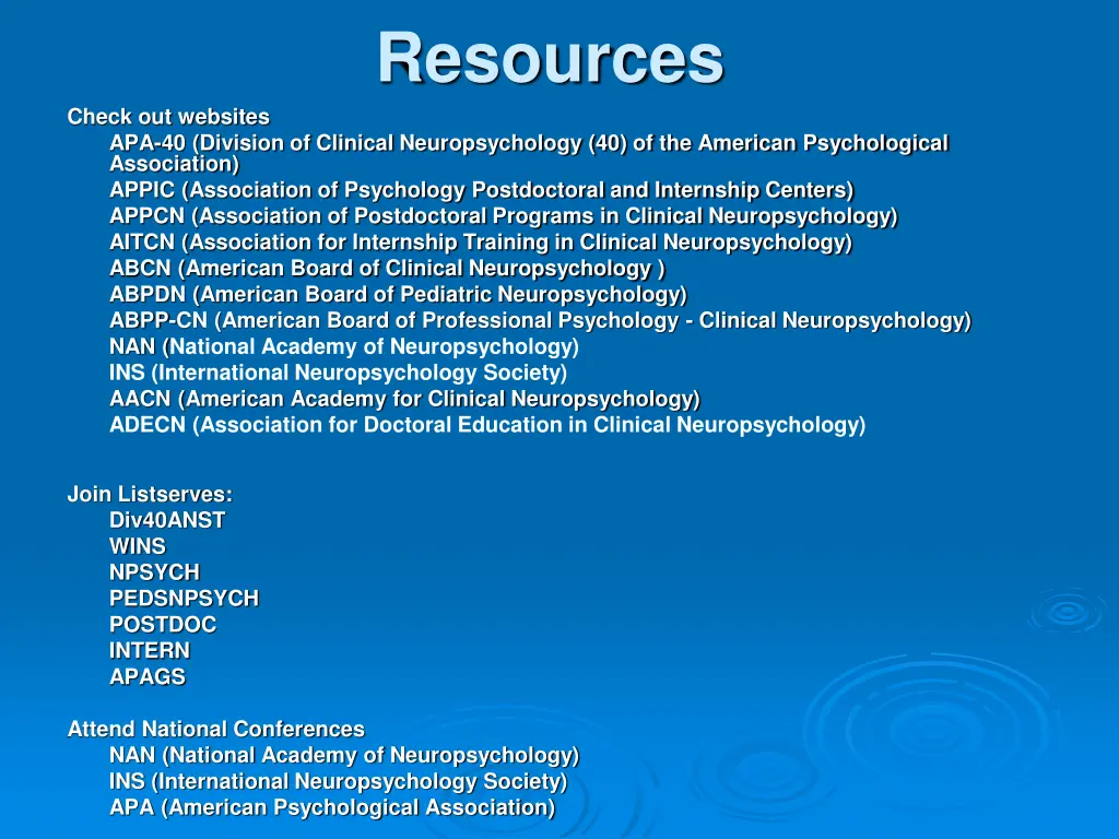 resources