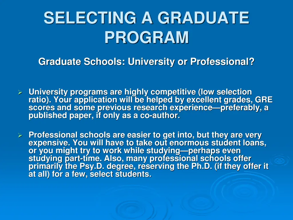selecting a graduate program