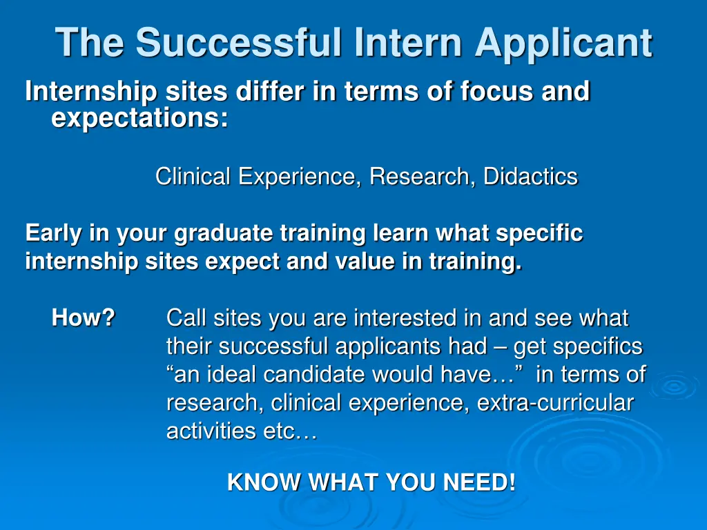 the successful intern applicant internship sites