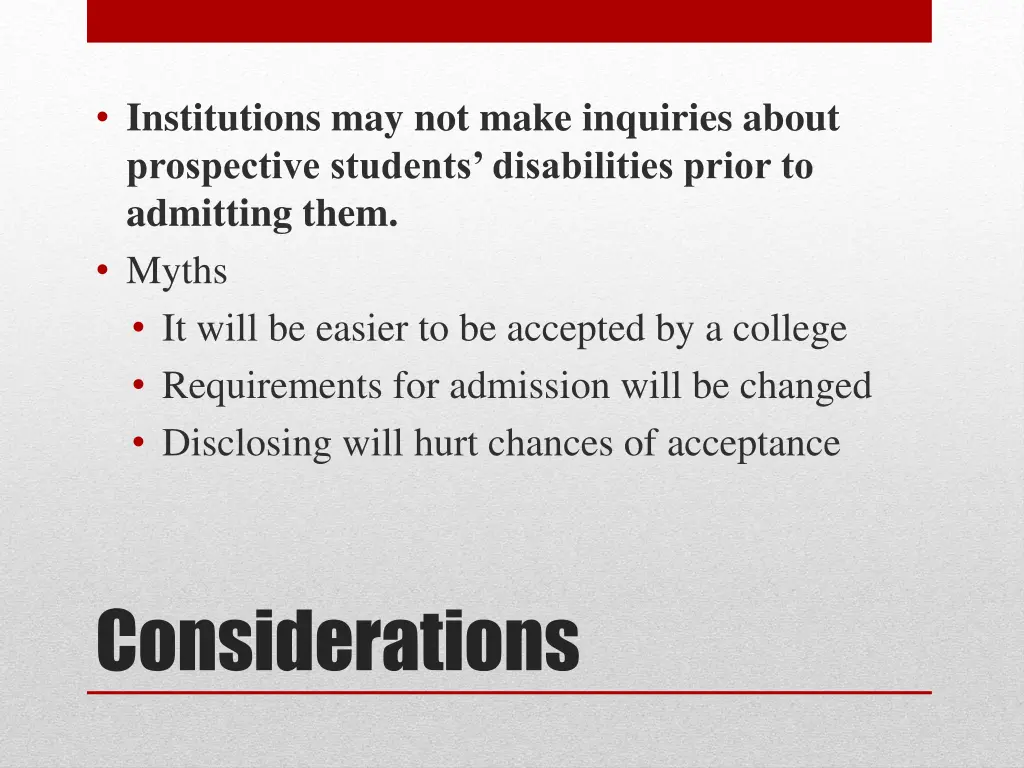 institutions may not make inquiries about