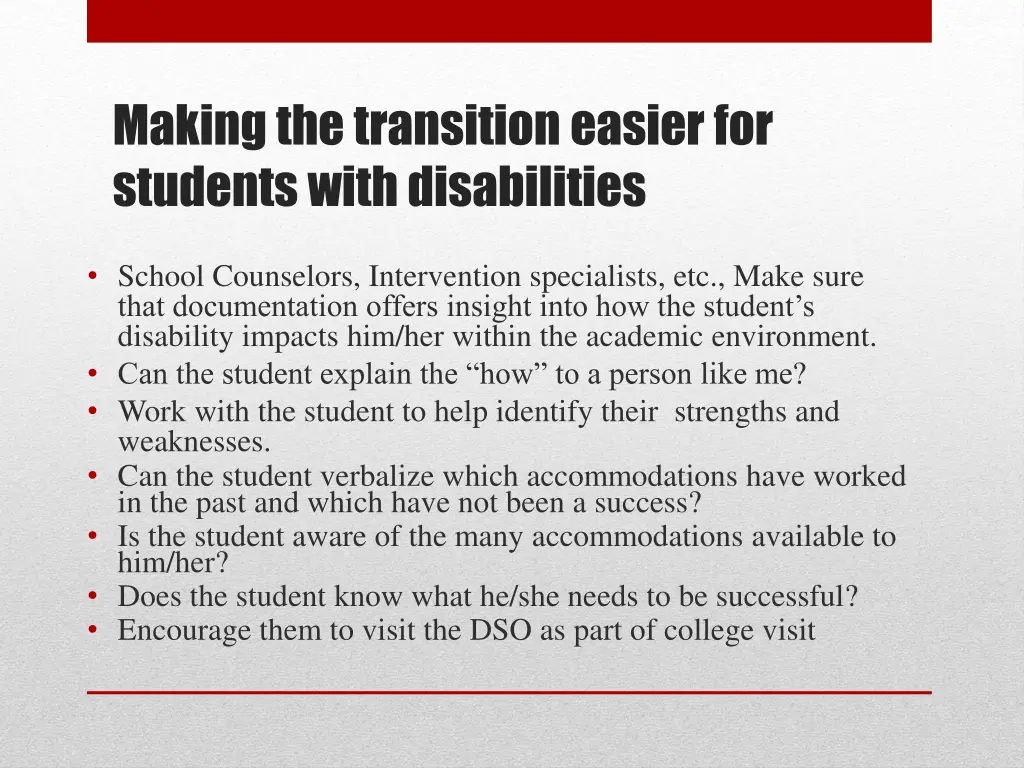 making the transition easier for students with