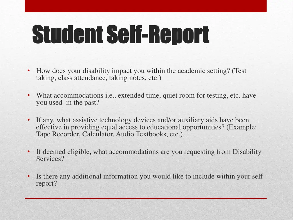 student self student self report