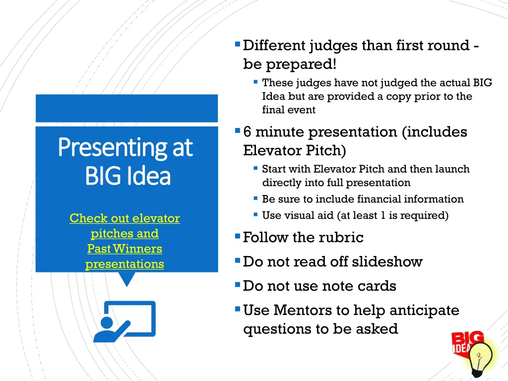 different judges than first round be prepared