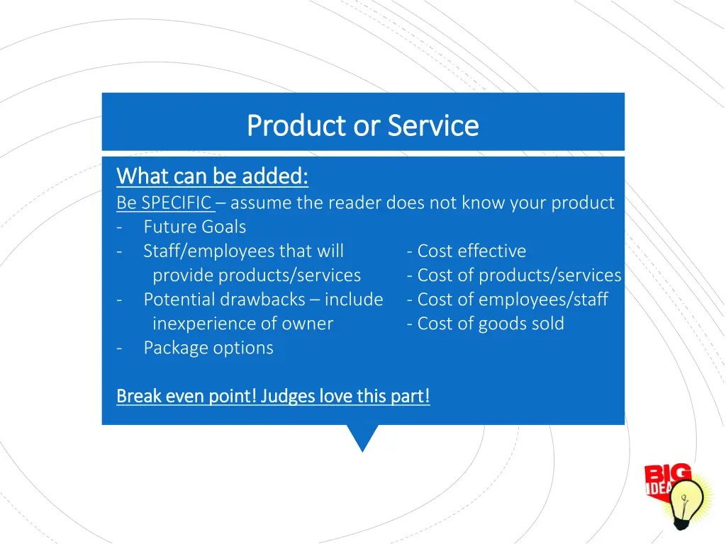 product or service product or service