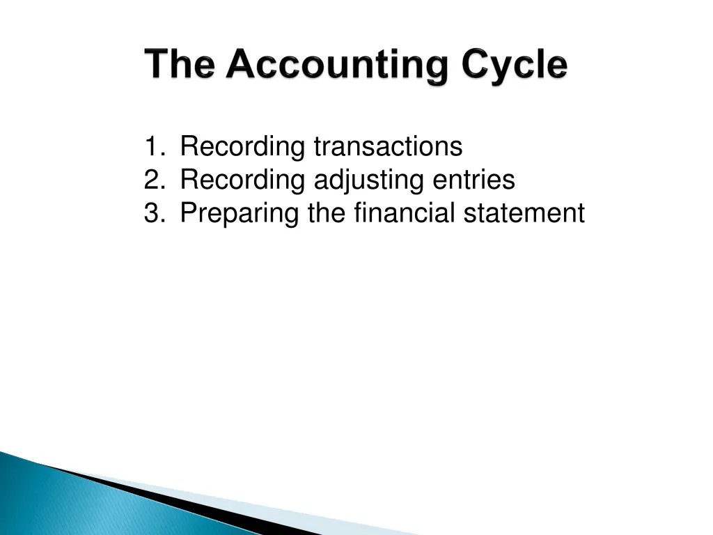 1 recording transactions 2 recording adjusting