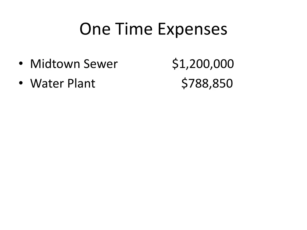 one time expenses 2