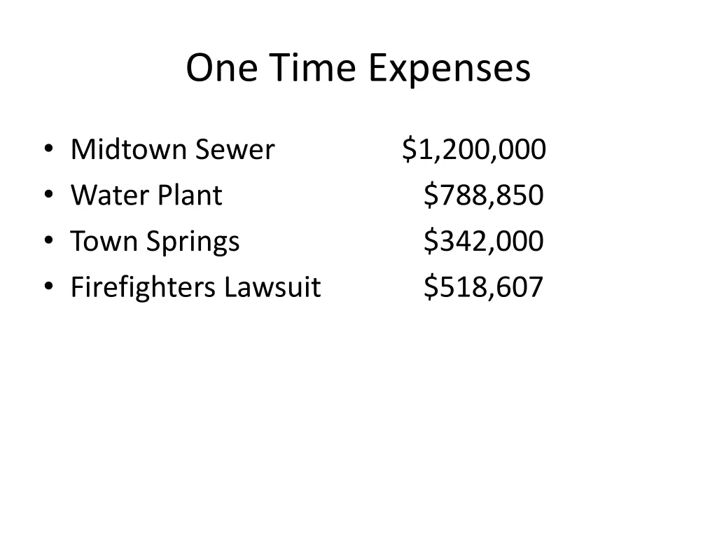 one time expenses 4
