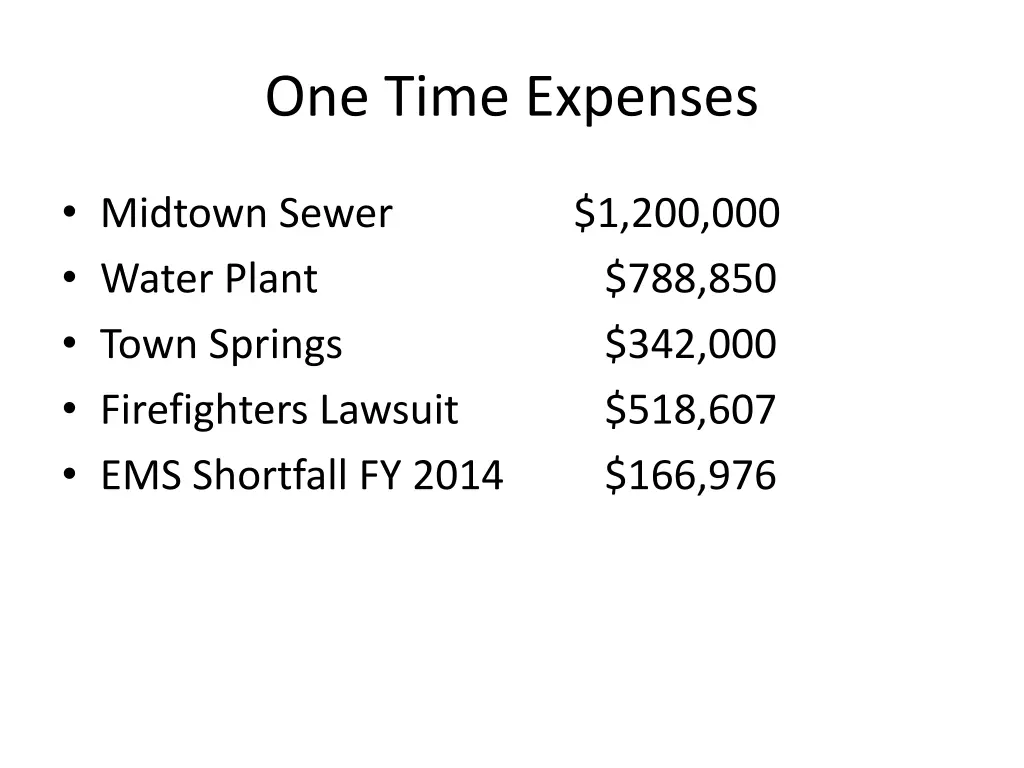 one time expenses 5