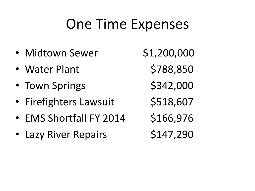 one time expenses 6