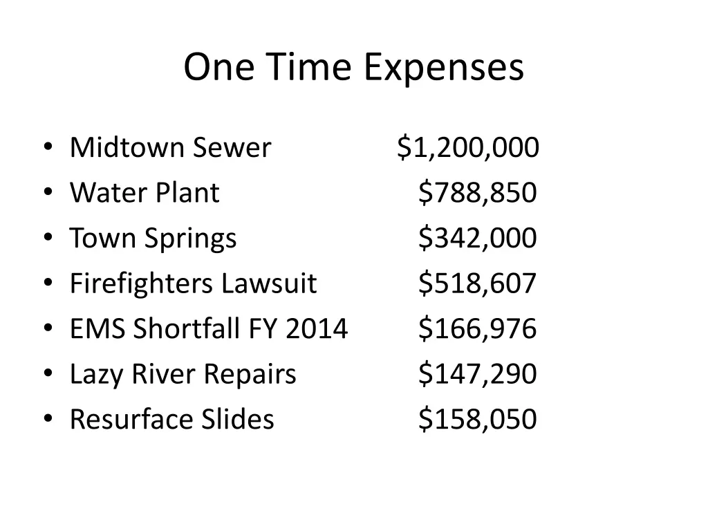 one time expenses 7