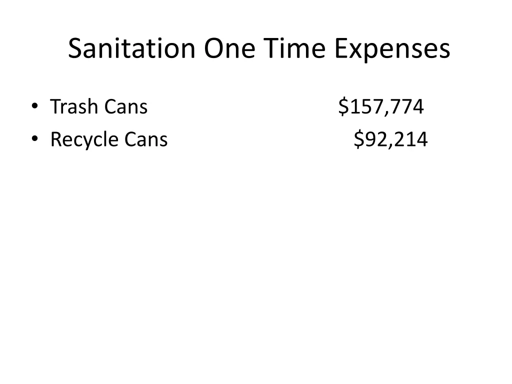sanitation one time expenses 1