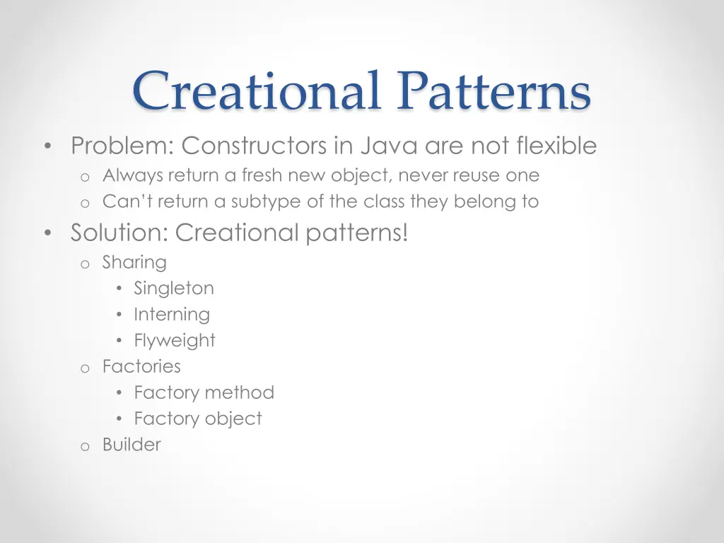 creational patterns problem constructors in java