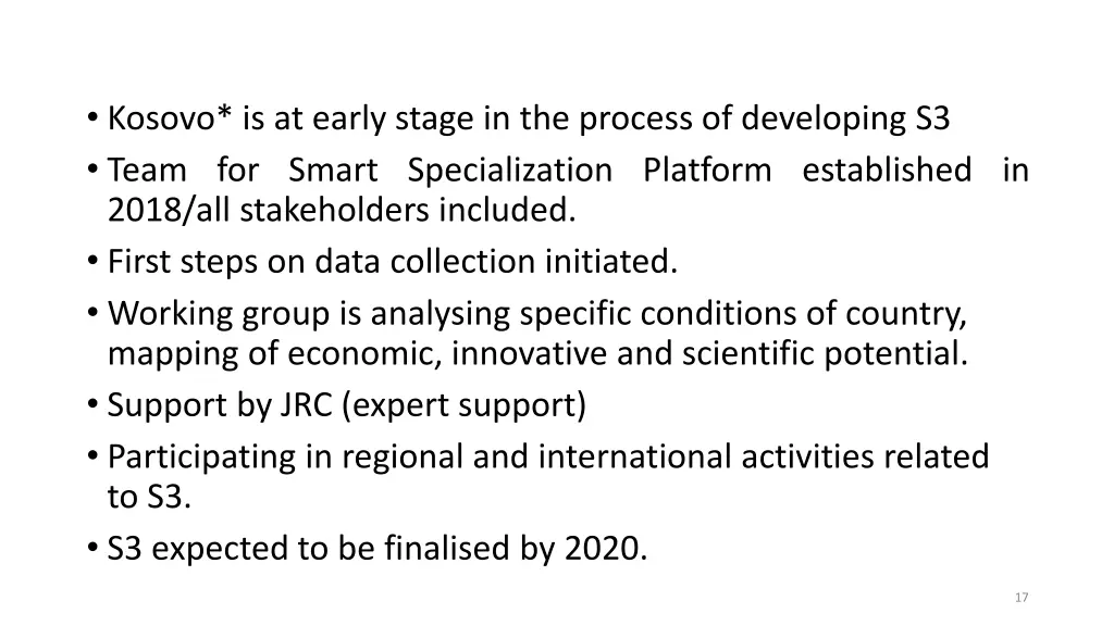 kosovo is at early stage in the process